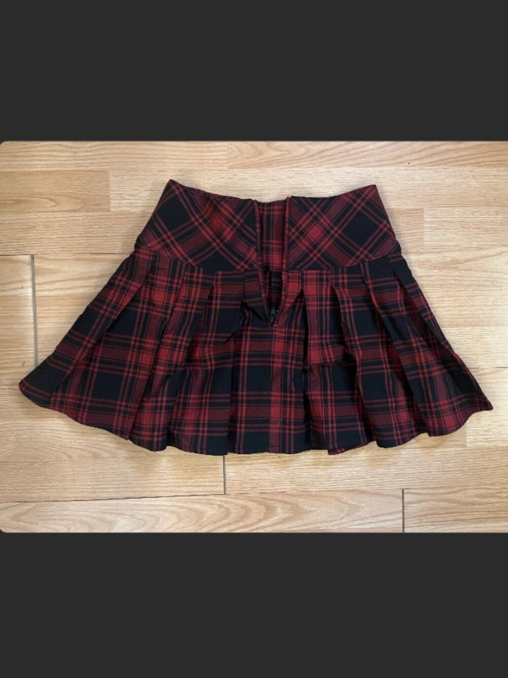 Red Plaid Pleated Mini Skirt - Picture 2 of 2